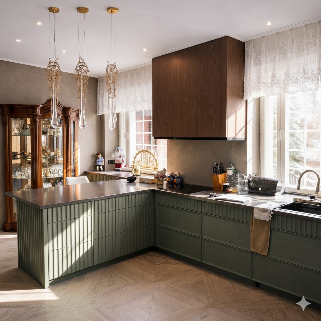 Сучасна кухня в оливковому кольорі Сучасна кухня в оливковому кольорі